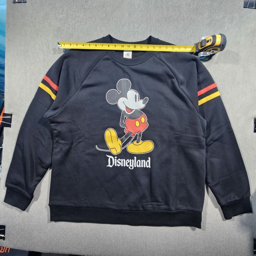 Disney Men's Mickey Mouse Black Pullover Sweatshirt Striped Sleeves XL - Picture 10 of 16